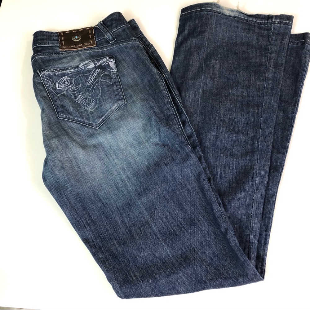 Antik Denim Embroidered Graffiti Pockets Boot 31